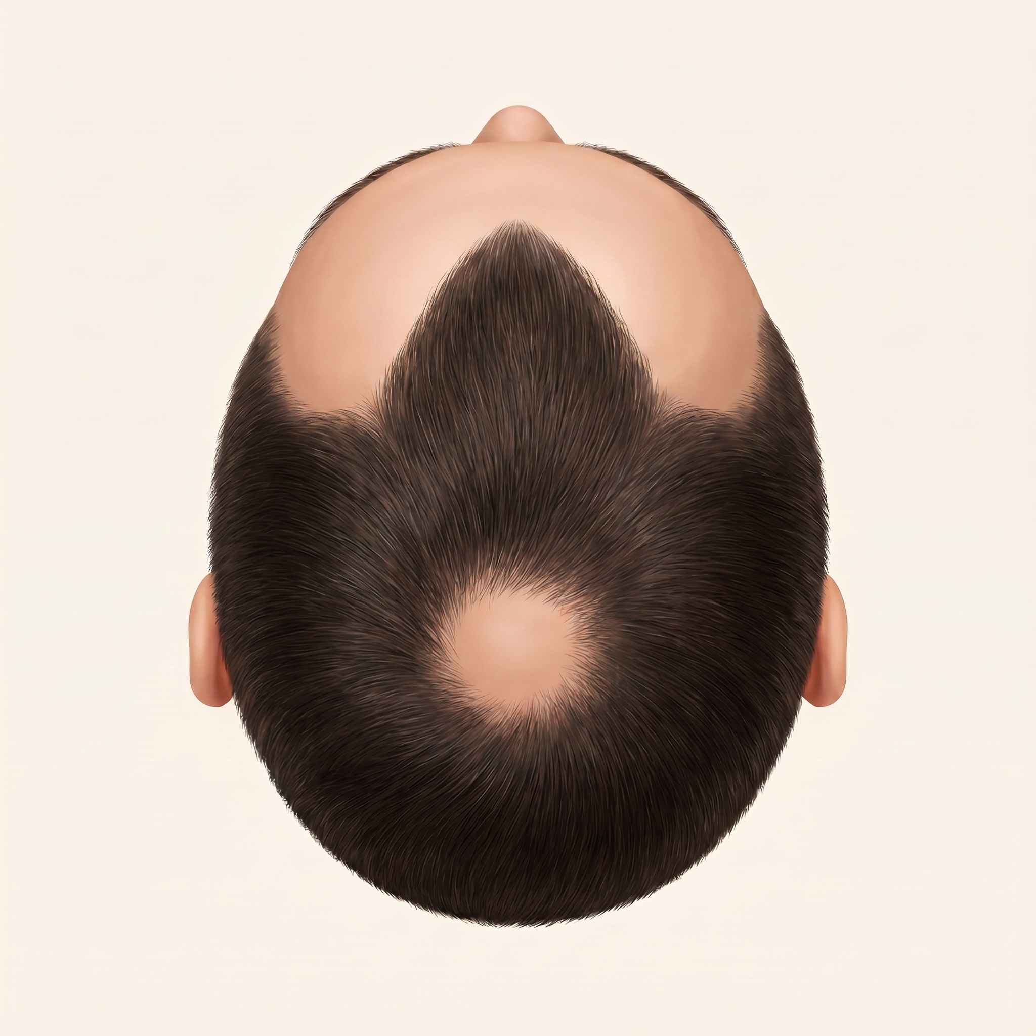 Norwood stage 4, crown thinning